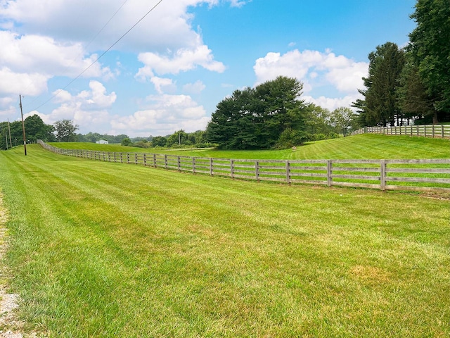 view of yard with a rural view