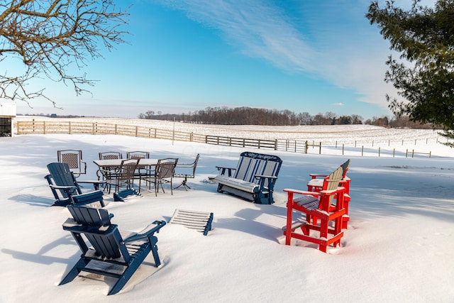 view of snow covered patio