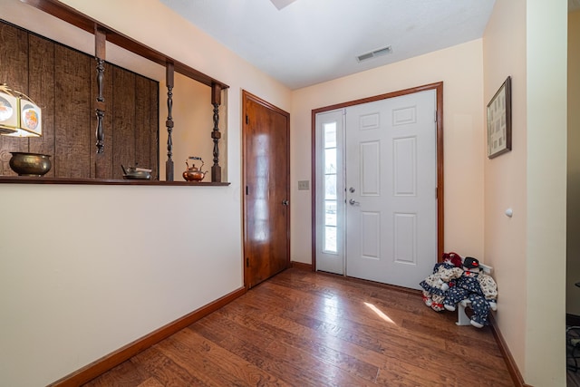 foyer entrance featuring wood-type flooring