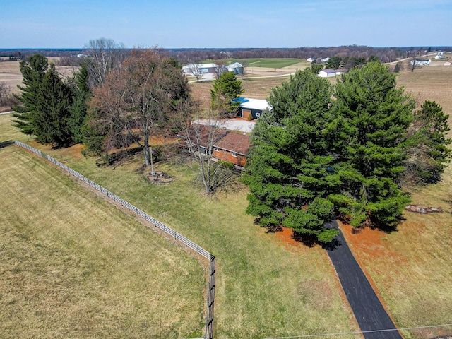 aerial view with a rural view