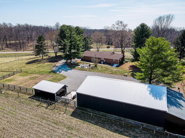 drone / aerial view with a rural view