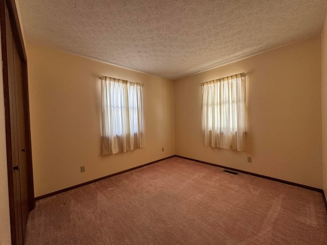 spare room with carpet floors and a textured ceiling