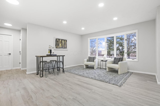 living area featuring light wood-type flooring