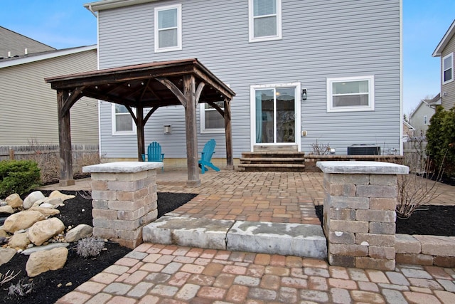 view of patio / terrace with a gazebo and central AC