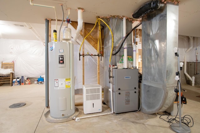 utility room featuring electric water heater