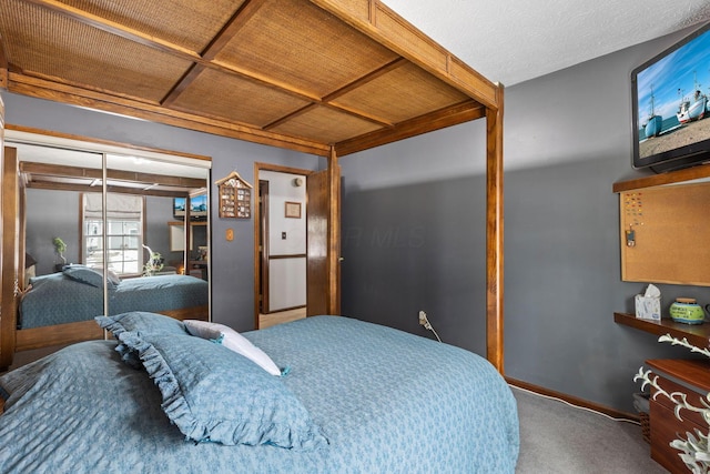 carpeted bedroom featuring a closet