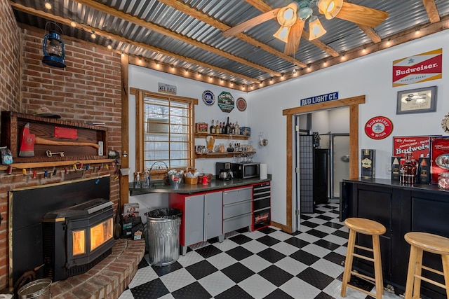 kitchen with ceiling fan