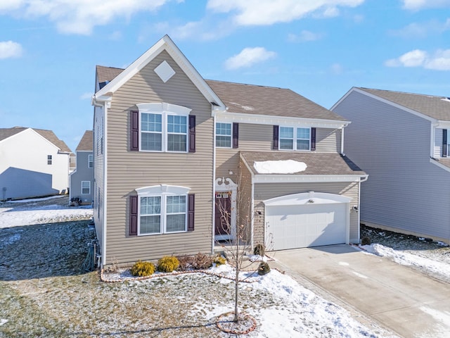 view of front property with a garage