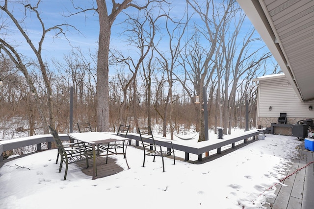 view of yard covered in snow