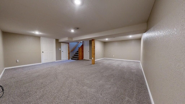 basement with carpet