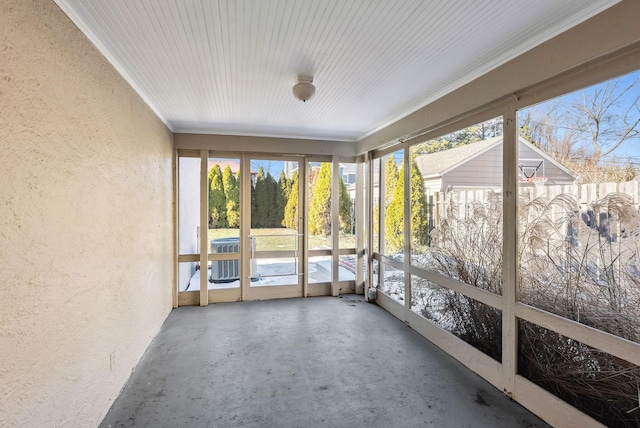 view of unfurnished sunroom