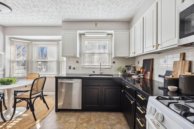 kitchen with white cabinetry, sink, tasteful backsplash, and appliances with stainless steel finishes