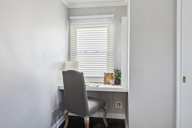 office area featuring ornamental molding