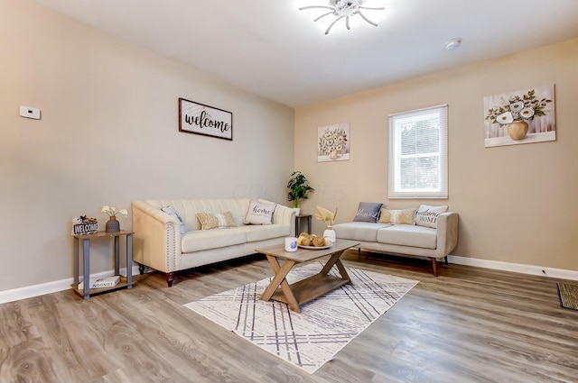 living room featuring hardwood / wood-style flooring