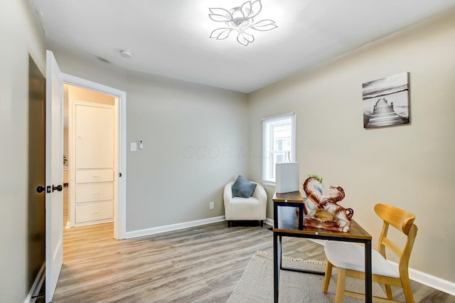 office area featuring light hardwood / wood-style floors