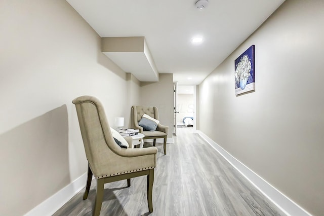 living area featuring wood-type flooring