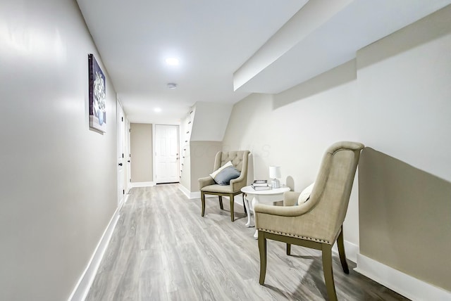 living area featuring hardwood / wood-style flooring