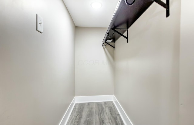 spacious closet with light hardwood / wood-style flooring