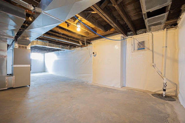 basement with heating unit