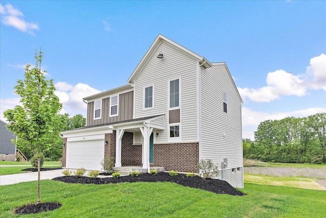 1221 Heathgate Way, Fairborn, OH 45324 - view of front facade featuring brick siding, concrete driveway, a front yard, and a garage