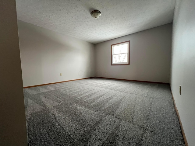 unfurnished room with carpet floors and a textured ceiling