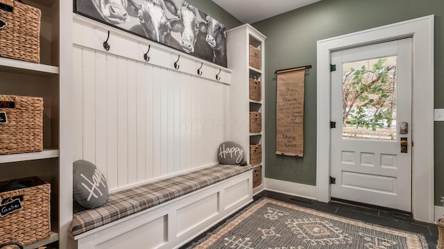 mudroom with baseboards