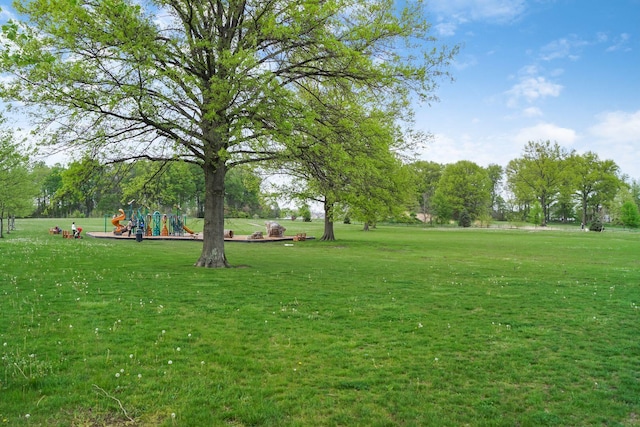 view of yard with a playground