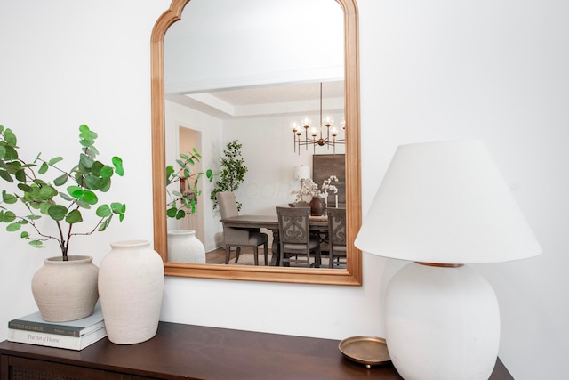 interior space with an inviting chandelier