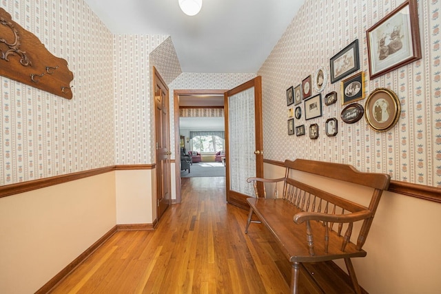 corridor featuring light wood-type flooring