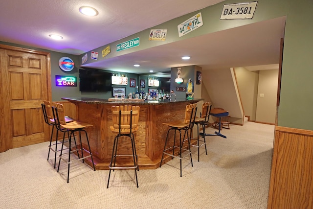 bar with light colored carpet