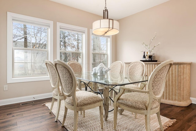 dining room with dark hardwood / wood-style floors