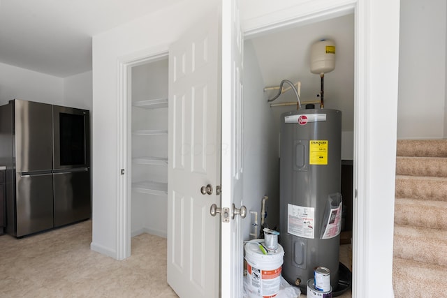 utility room with water heater