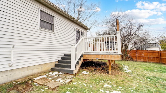 view of yard featuring a wooden deck