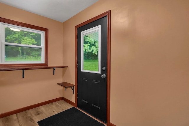 entryway with plenty of natural light and light wood-type flooring