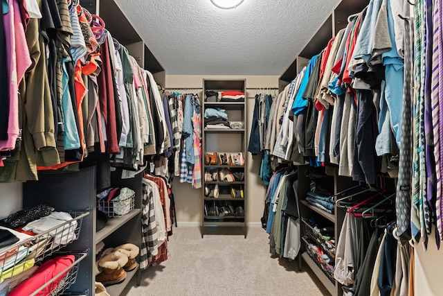 spacious closet with carpet floors