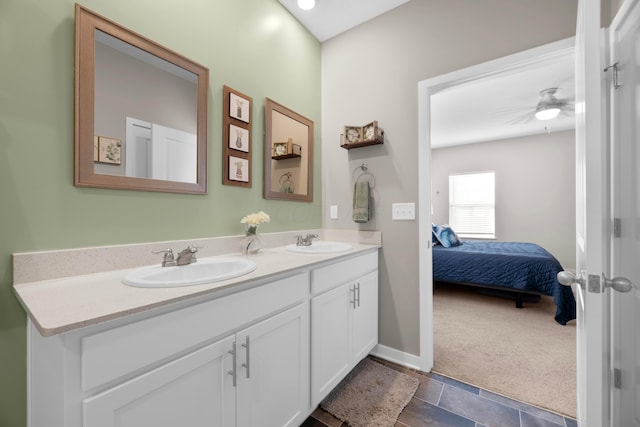 bathroom with vanity and ceiling fan