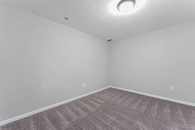 empty room featuring carpet and a textured ceiling