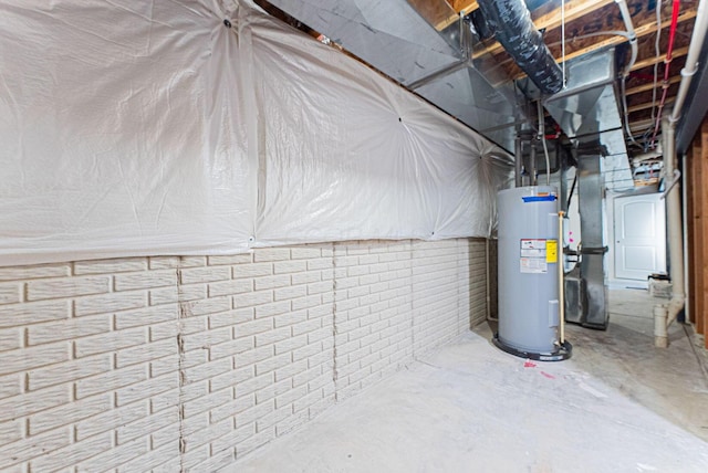 basement featuring water heater