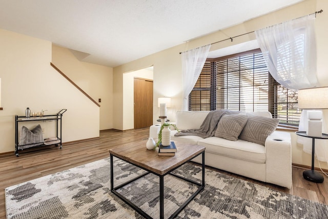 living room with wood-type flooring