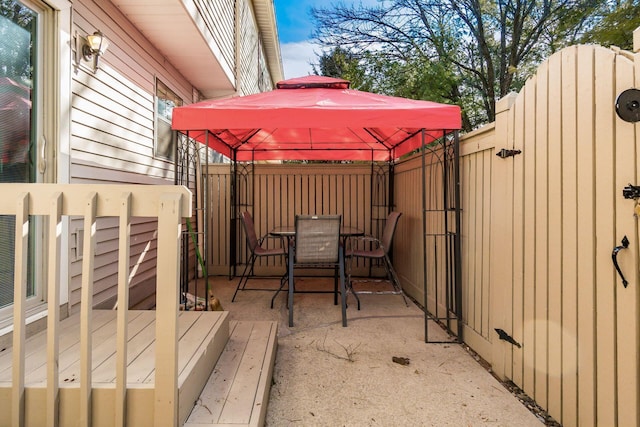 view of patio / terrace featuring a gazebo