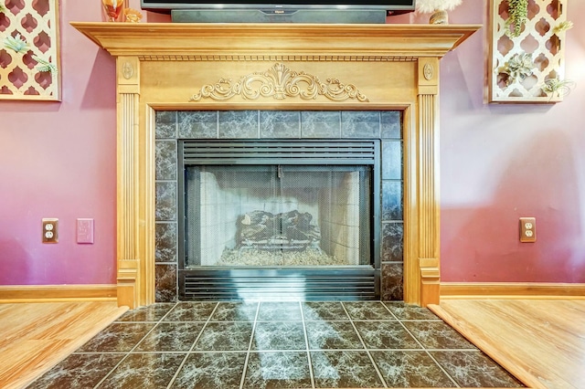 details with a fireplace