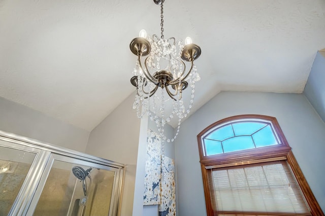 details featuring an inviting chandelier