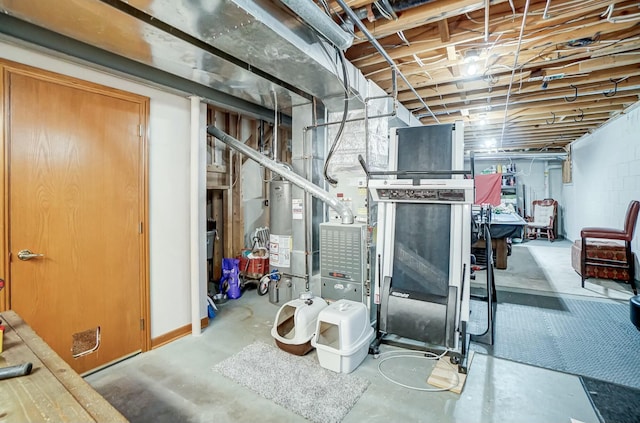 basement featuring water heater