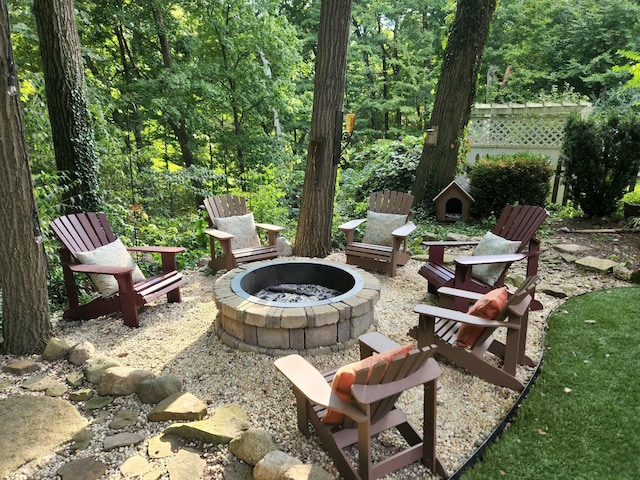 view of patio with an outdoor fire pit