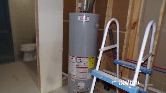 utility room with gas water heater