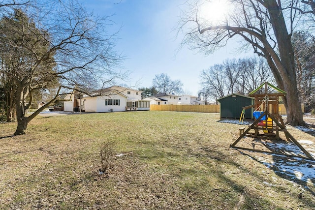 view of yard featuring a playground