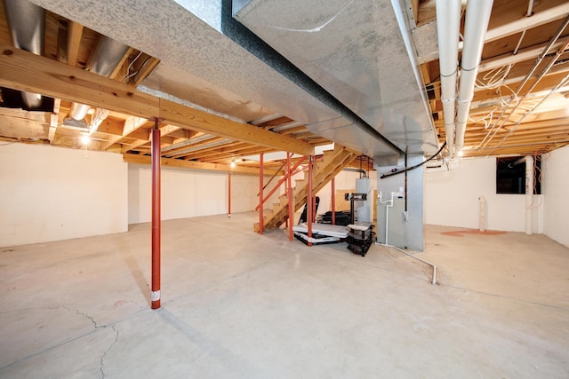 basement with heating unit