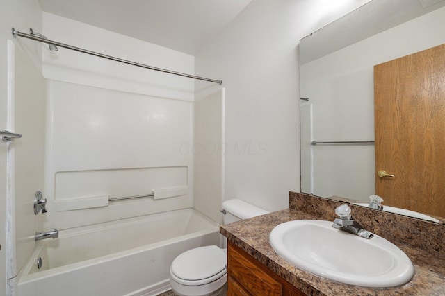 full bathroom with vanity, shower / washtub combination, and toilet