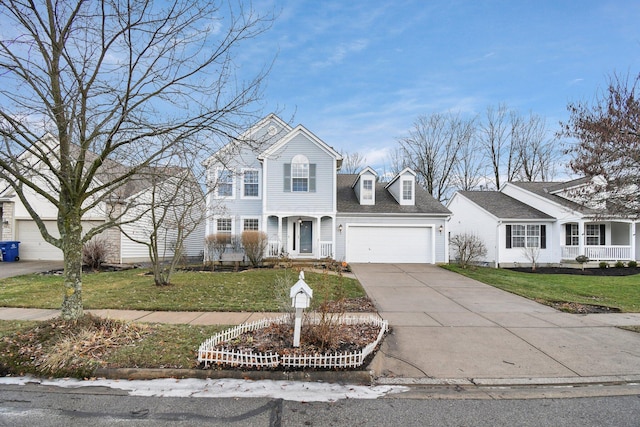 view of front facade featuring a garage and a front yard