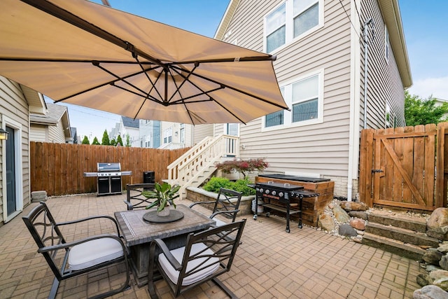 view of patio with area for grilling